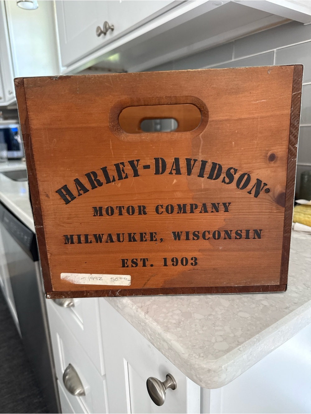 Harley-Davidson Wooden Crate in Brown and Black - Picture 2 of 3